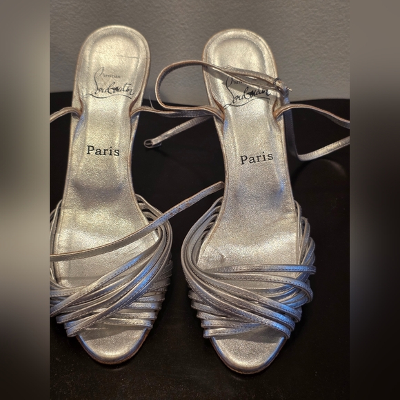 Christian Louboutin Shoes - Christian Louboutin Silver Strappy Heels